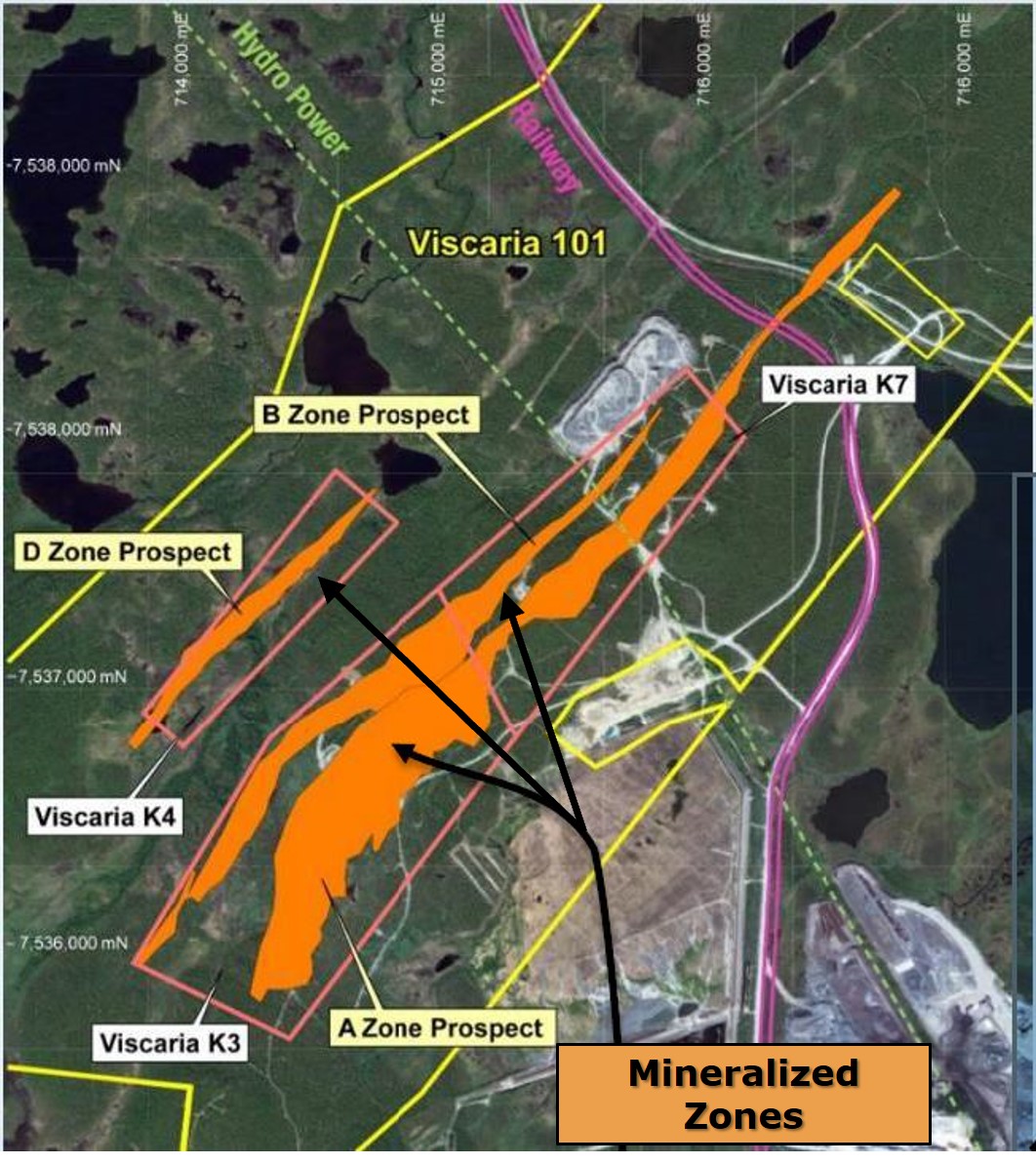 Mineralized zones of Viscaria