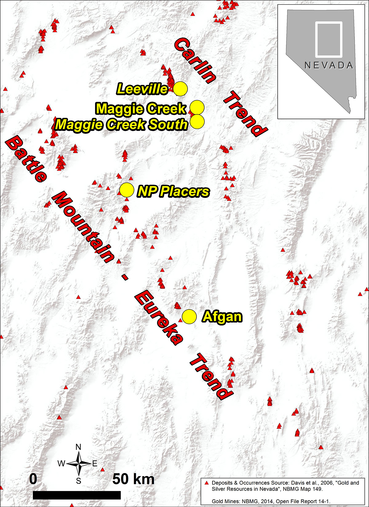 Location of royalties in Nevada.