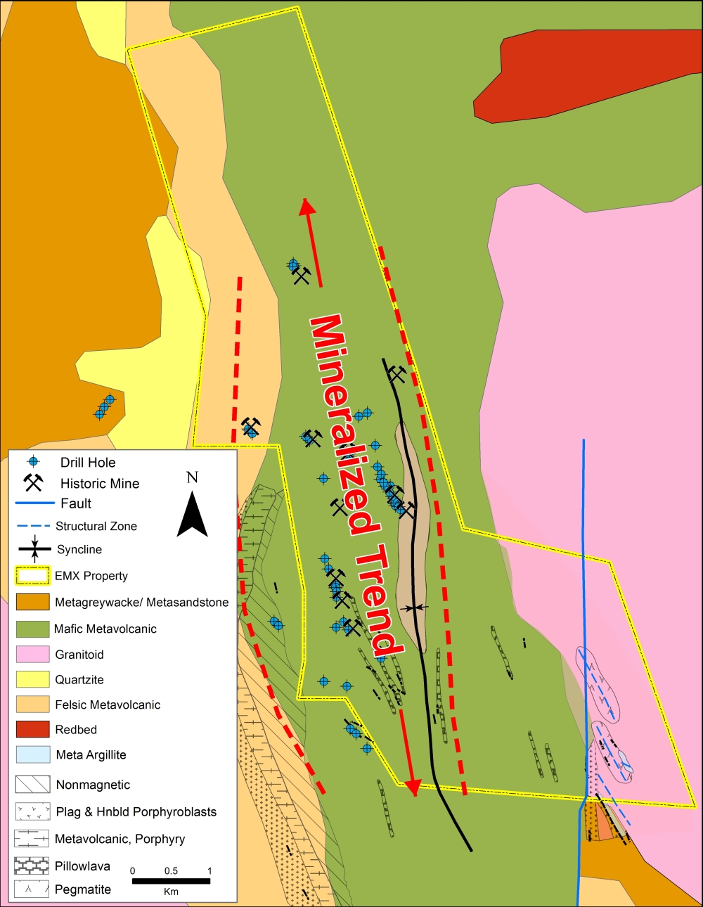 Geology of the Guldgruvan area. Mafic volcanic, diabasic intrusive, and local carbonate-hosted Cu-Ni-Co-Zn-Pb-Ag-Au mineralization as veins and replacements as well as local massive sulfide horizons