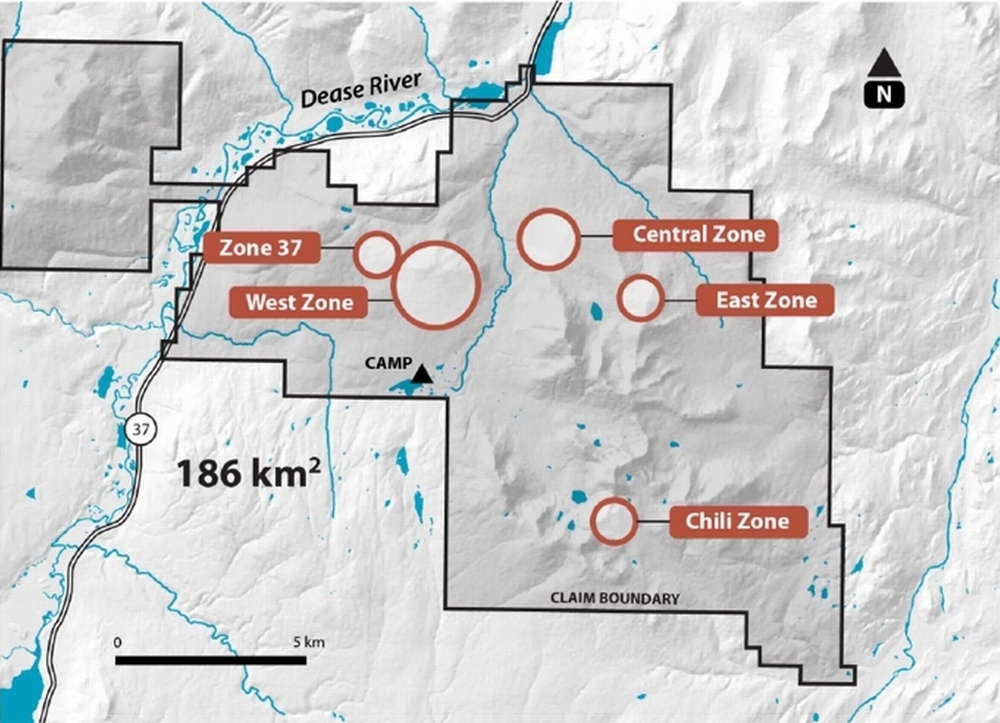 Enlarged location map of Pyramid project (source Norra Metals Corp website February 2024)