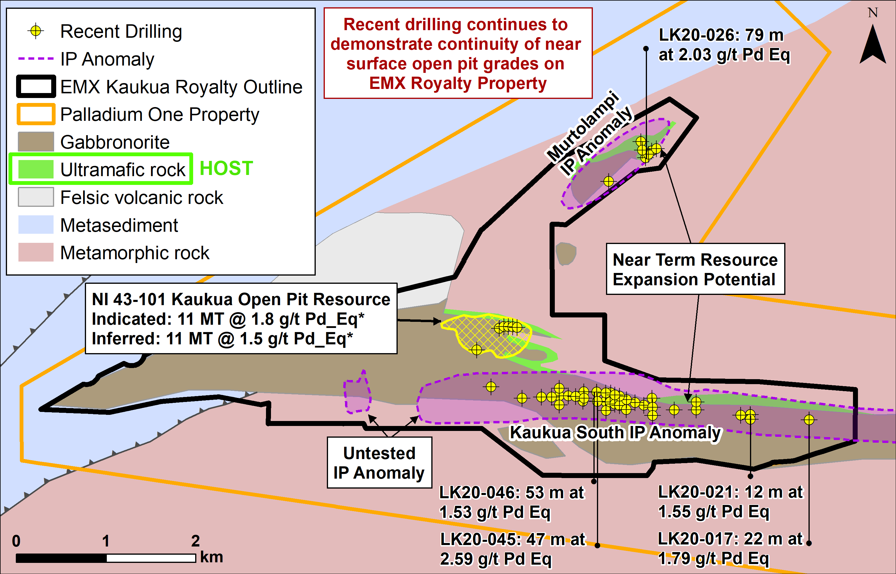 Geologic map of Kaukua and drilling activity.