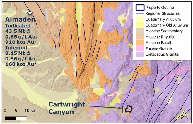 Geological map of Cartwright Canyon surrounding area.