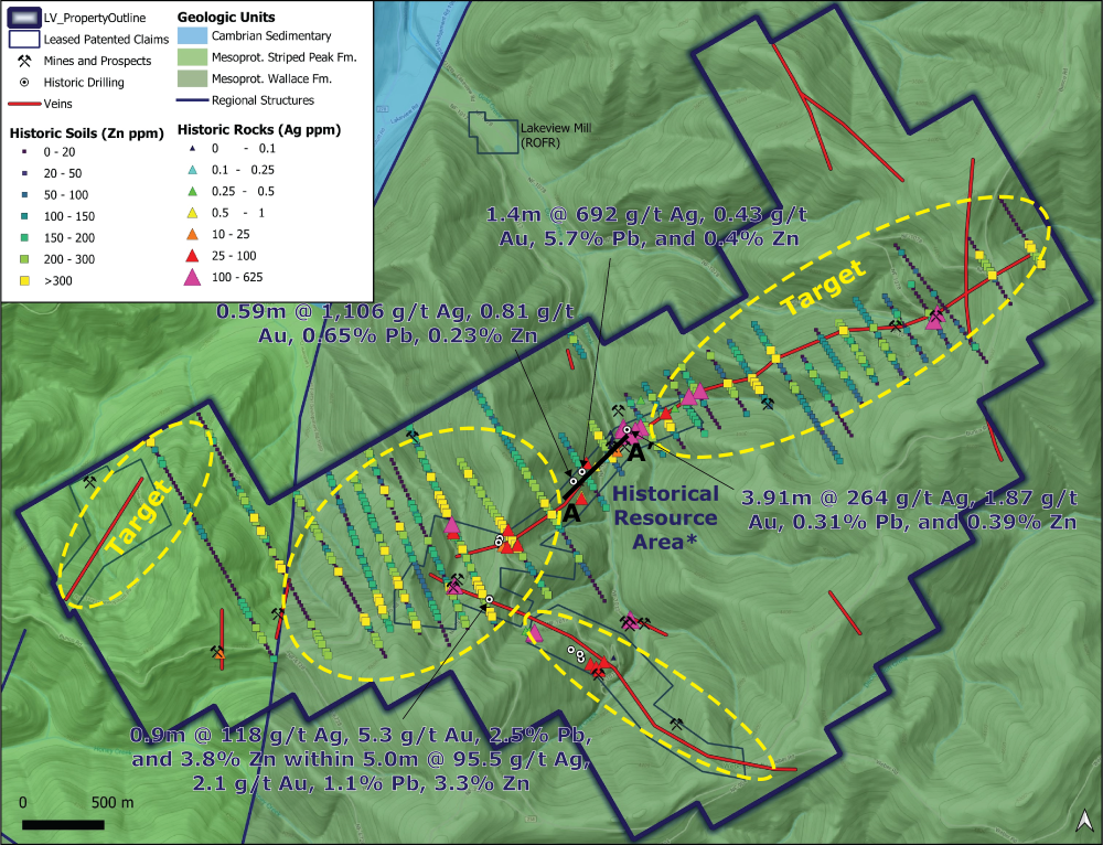 Historic geochemical analysis of the Jacknife project area