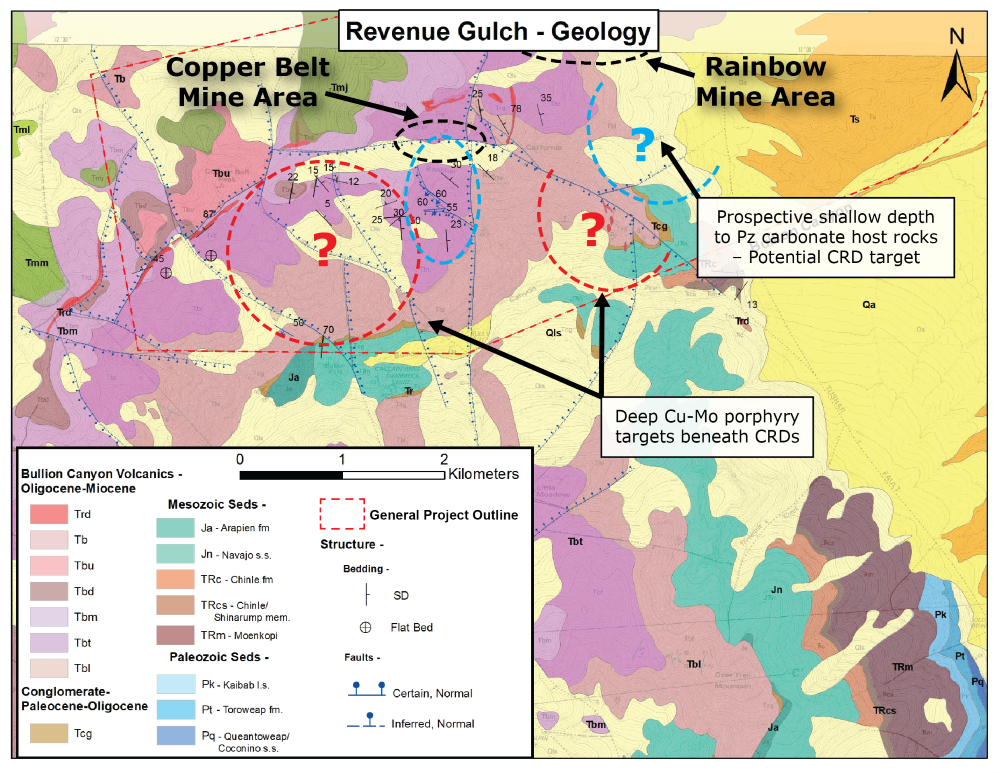 Geology and targets at the Revenue Gulch project